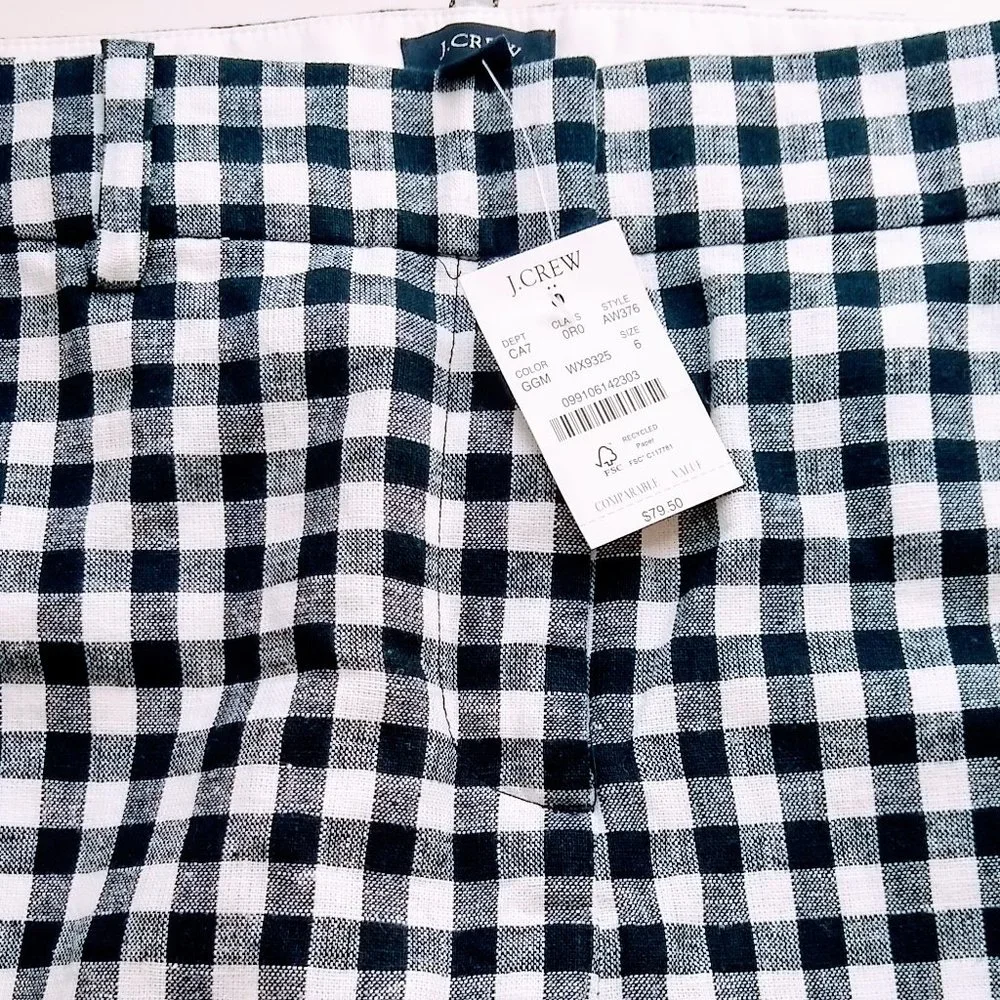 J. CREW Gingham linen-cotton Holland Pant Size 6 - Picture 6 of 16